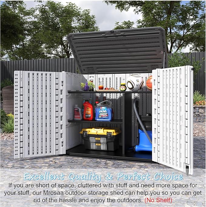 Sheds & Outdoor Storage, 34 Cu.ft Horizontal Storage Sheds Outdoor with Floor, Outdoor Storage Cabinet Waterproof for Garage Storage, Pool Storage, Bike Shed, Garden Shed