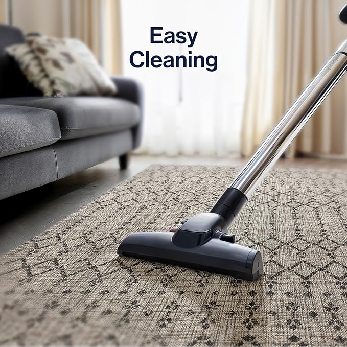 JONATHAN Y Moroccan Geometric Indoor Outdoor Area Rug 6X9 Light Gray/Black, Ourika Textured Weave for Backyard, Patio, Porch, Easy-Cleaning, High Traffic, Pet-Friendly, Non-Shedding (SMB108E-6)