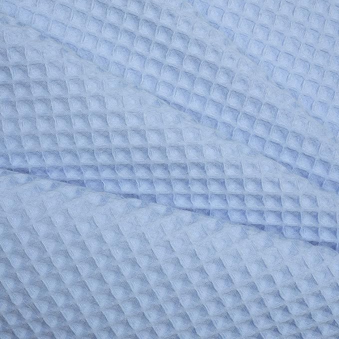 River Dream Sky Blue Fabric Shower Curtain Set, Cotton Blend, Waffle Weave, with Snap in Replacement Liner，71 x 86 inches