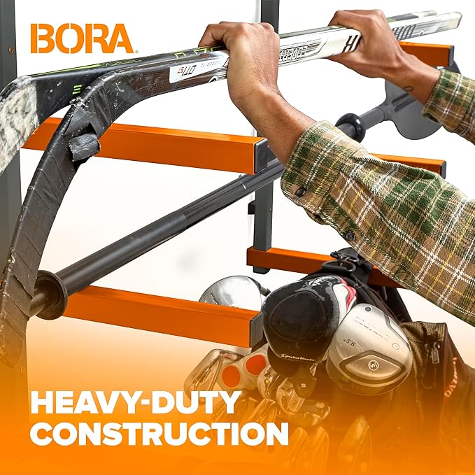 Bora Wood Organizer and Lumber Storage Metal Rack with 6-Level Wall Mount – Indoor and Outdoor Use, In Orange | PBR-001