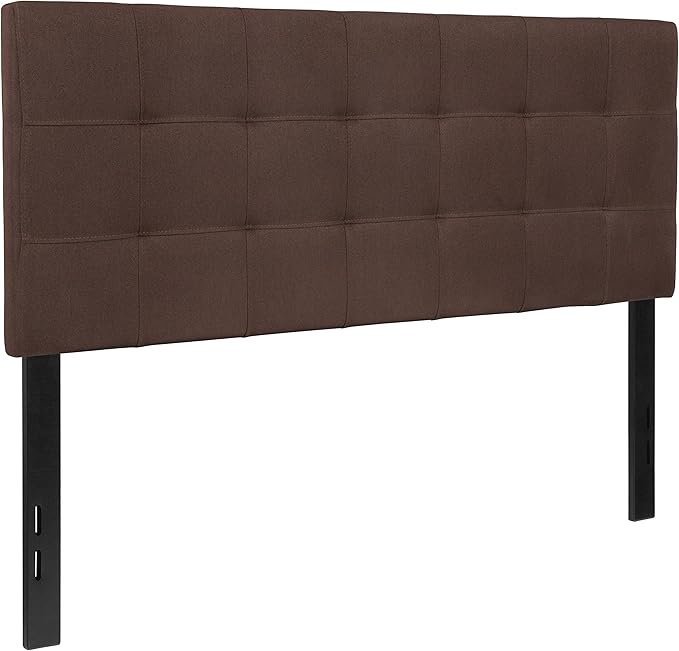 EMMA + OLIVER Quilted Tufted Full Size Headboard in Dark Brown Fabric