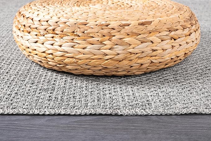 CAMILSON Easy Jute Rug 9x12, Indoor Outdoor Gray Color Farmhouse Area Rugs for Living Room Patio and Kitchen Rug, Solid Boho Woven Design, Easy-Cleaning, Washable Outside Carpet Alfombras (9 x 12)