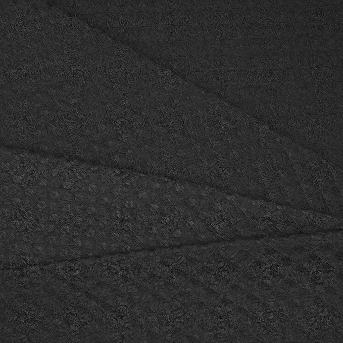 River Dream Black Fabric Shower Curtain Set, Cotton Blend, Waffle Weave, with Snap in Replacement Liner，71 x 86 inches