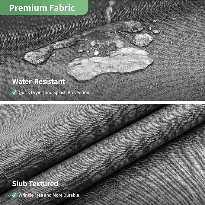 Extra Long No Hook Shower Curtain with Snap-in Fabric Liner Set,Slub Textured Fabric Shower Curtains for Bathroom,Hotel Style Modern Shower Curtain,Water Repellent & Washable,71x86(84),Grey