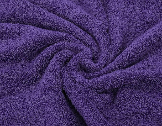American Soft Linen Premium 3 Piece Towel Set, 1 Bath Towel 1 Hand Towel 1 Washcloth, 600 GSM 100% Cotton Turkish Towels for Bathroom, Purple Towel Set