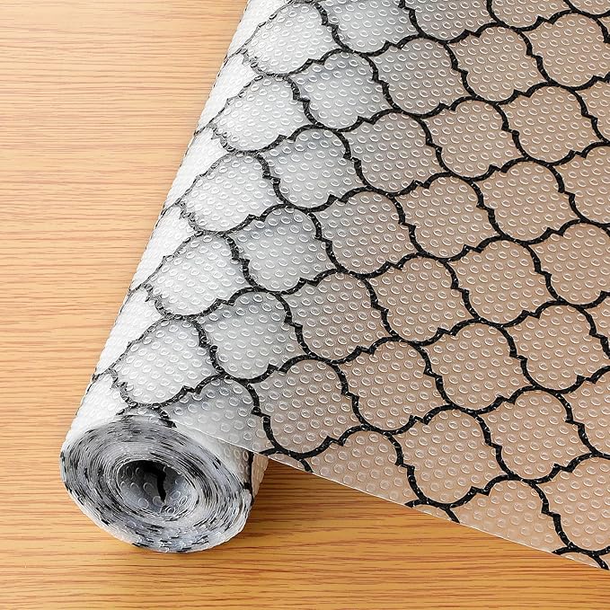 Cooyes Shelf Liner, Non Adhesive Drawer and Cabinet Liner, EVA Washable Oil-Proof Shelf Paper for Kitchen Cabinets, Refrigerator, Storage, Desks with Modern Pattern