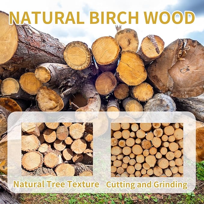 Wooden Coat Rack Stand, Vintage Natural Birch Wood Coat Racks Freestanding, Solid Wood Coat Tree Stand with 14 Hooks, Classic Sturdy Coat Racks Hall Tree for Entryway, Office (Round chassis)