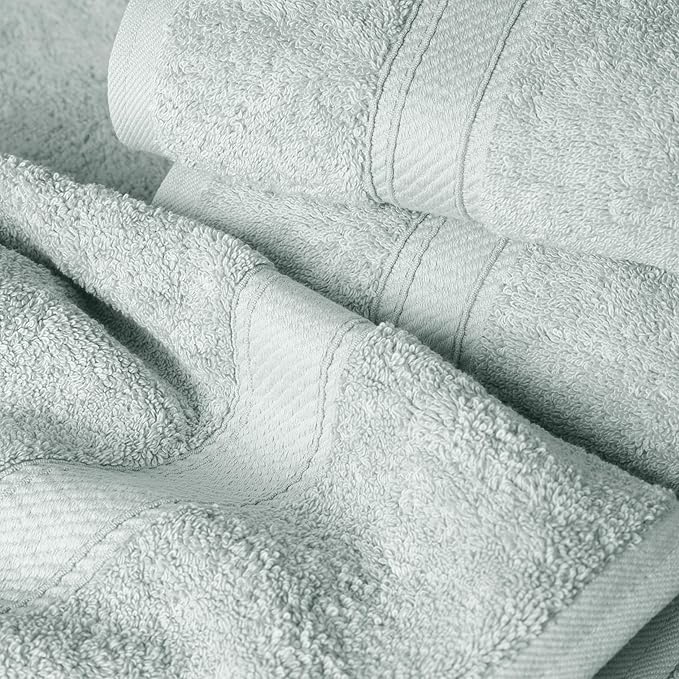 Superior Egyptian Cotton Pile 6 Piece Towel Set, Includes 2 Bath, 2 Hand, 2 Face Towels/Washcloths, Ultra Soft Luxury Towels, Thick Plush Essentials, Guest Bath, Spa, Hotel Bathroom, Sea Foam