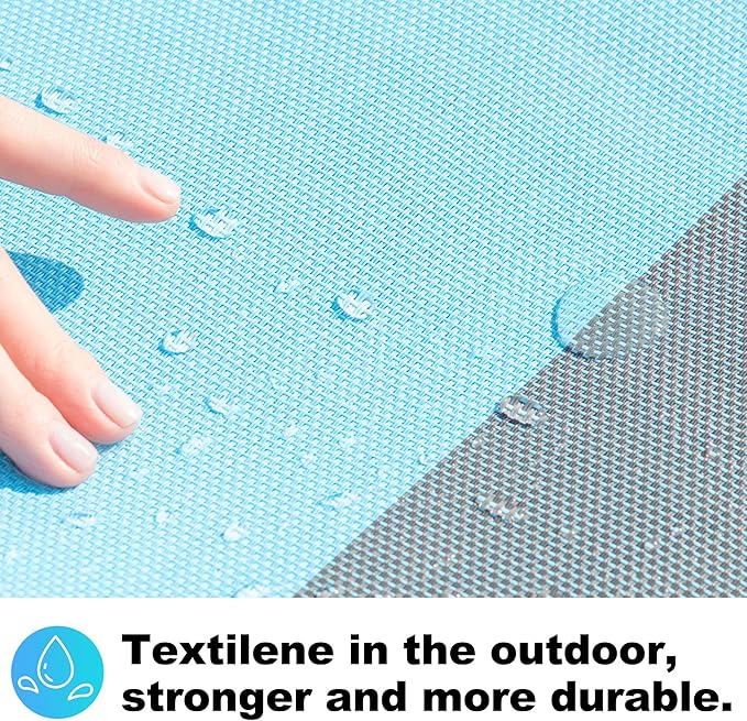 Waterproof Double Hammock with Stand for Outside Heavy Duty, 2 Person 55'' Large Quick Dry Textilene Hammocks with Hardwood Spreader Bar, Pillow, Side Pocket, 475lbs Capacity (Sky Blue)