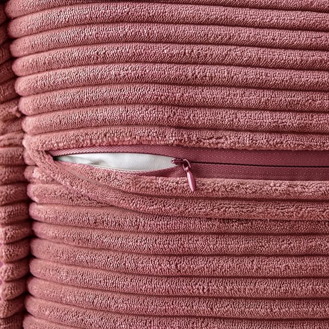 MIULEE Decorative Throw Pillow Covers for Couch Bed Livingroom 18x18 Inch Set of 2 Cranberry Red Boho Accent Throw Pllows Broadside Striped Patchwork Soft Corduroy Pillowcases