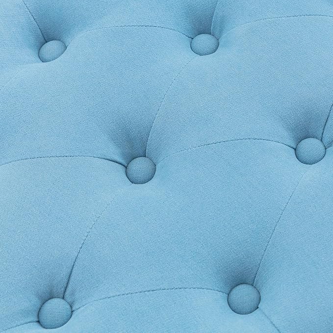 HUIMO 50-inch Storage Ottoman Bench in Upholstered Fabrics, Button-Tufted Large Window Bench for Bedroom, Living Room, End of Bed Bench Hold Up to 300lbs (Light Blue), OT1-1
