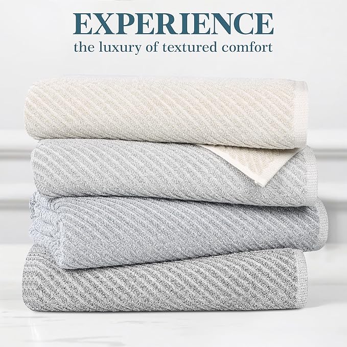 Superior Amelia Viscose Cotton Blend Medium Weight Bath Sheets, for Bathroom, Shower, Spa, Plush, Quick Dry, Ultra-Soft Towels, Essentials, Ribbed Design, Oversized Towels, Set of 2, Denim Blue