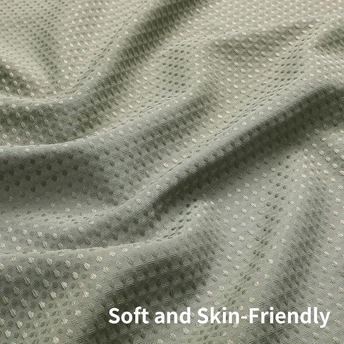 Colorful Star Small Stall Waffle Weave Shower Curtains, 256GSM Heavy Duty Shower Curtain with Snap in Fabric Liner, Hotel Style No Hook Waterproof Bathroom Curtain Set, 36 x 75 Inch, Sage Green