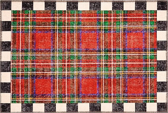 MACKENZIE-CHILDS Royal Stewart Tartan Red 2' x 3' Washable Rug