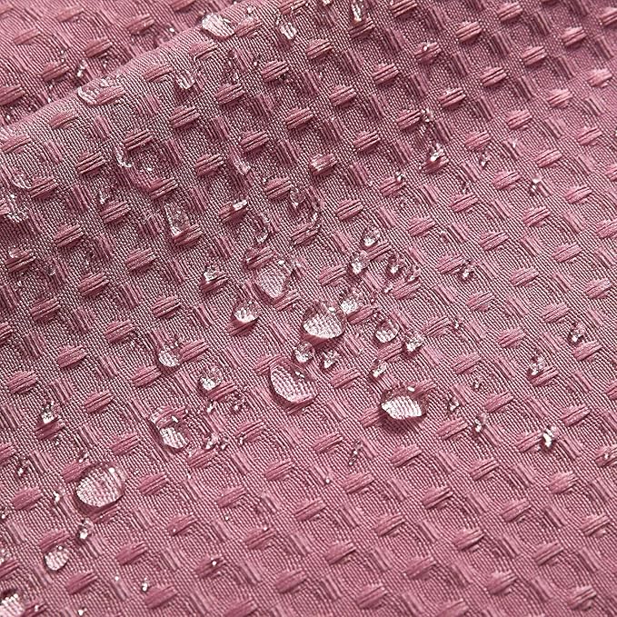River Dream Heavyweight No Hooks Required Dotted Waffle Weave Shower Curtain with Snap in Liner - 71W x 74H,Hotel Grade,Spa Like Bath Curtain,Pale Mauve