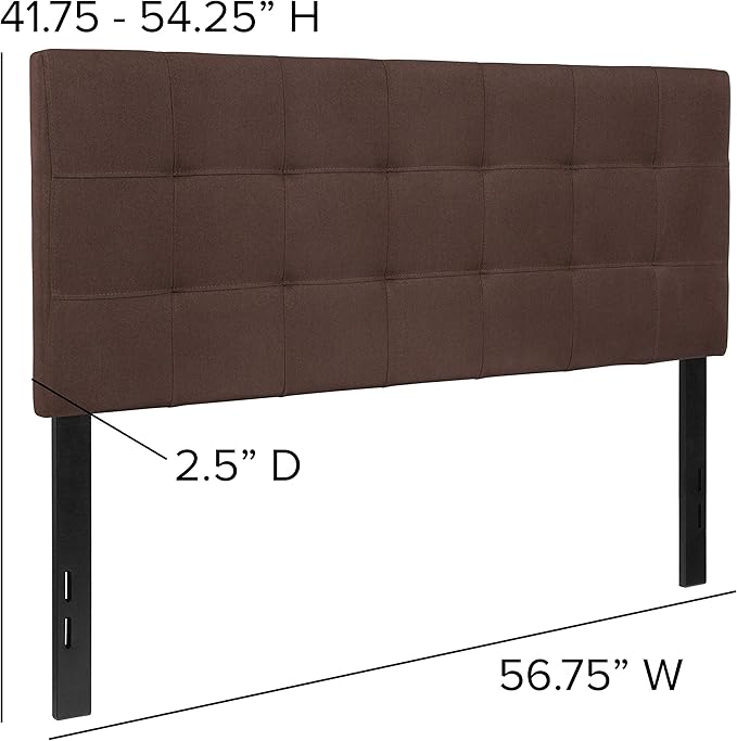 EMMA + OLIVER Quilted Tufted Full Size Headboard in Dark Brown Fabric