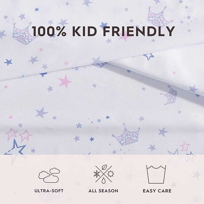 Laura Ashley Kids - Full Sheets, Soft Wrinkle-Resistant Toddler Bedding Set, Fun & Whimsical Bedroom Decor, Ideal Girl Room Essentials (Dancing Stars Purple, Full)