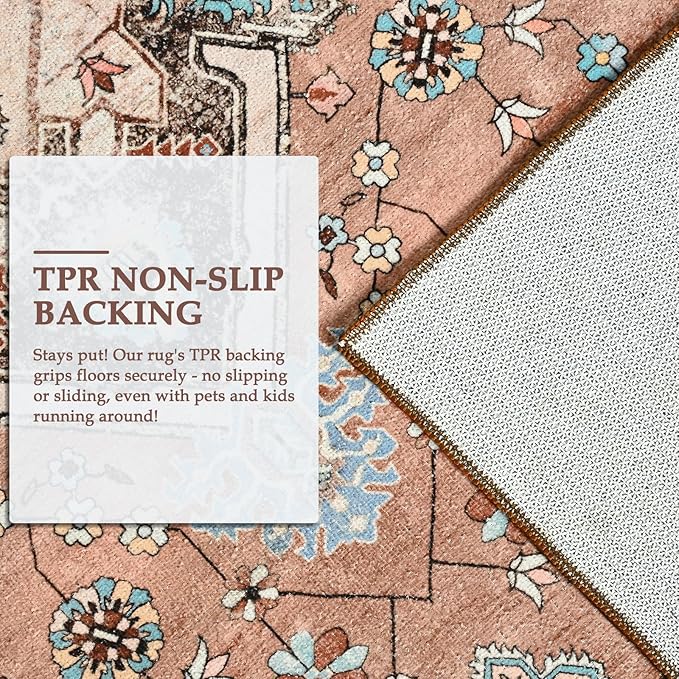 8x10 Area Rug for Living Room, Modern Washable Rug Non Slip Low Pile Large Area Rugs for Living Room, Bedroom, Farmhouse, Dining Room,Orange