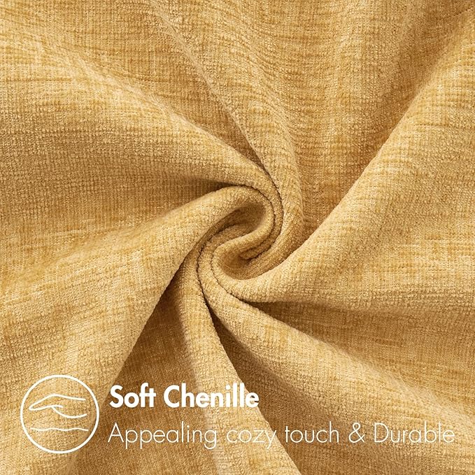 MIULEE Pack of 2 Couch Throw Pillow Covers 16x16 Inch Soft Gold Chenille Pillow Covers for Sofa Living Room Solid Dyed Pillow Cases