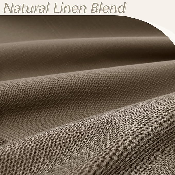 Guken Dark Camel Blackout Curtains 120 Inch Length 2 Panels Set for Living Room Bedroom Back Tab Thermal Insulated 100% Black Out Linen Drapes Room Darkening Window Curtains 120 Inches Long