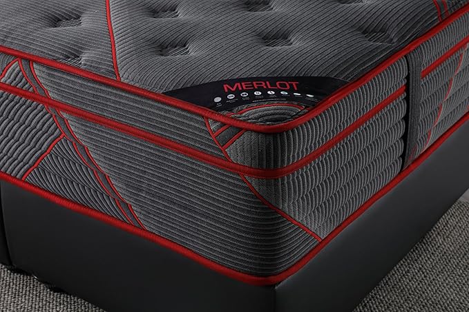 Ottomanson Twin 13" Luxury Black Eurotop Mattress - Medium-Firm Hybrid Comfort - Made in USA - Premium Quilted Cover - Fiberglass-Free - Bed in a Box