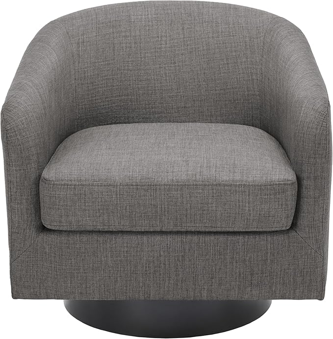UIXE 360° Swivel Barrel Accent Chair Armchair, Round Club Arm Chair in Fabric for Lving Room, Modern Upholstered Small Bedroom Single Sofa Seat - Gray, Set of 4