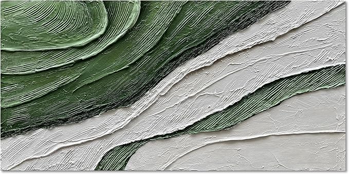Art Hand-Painted Green Texture Oil Painting Modern Abstract Canvas Art Home Wall Decoration 24x48 inches