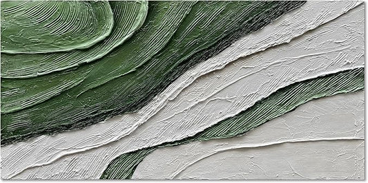Art Hand-Painted Green Texture Oil Painting Modern Abstract Canvas Art Home Wall Decoration 24x48 inches
