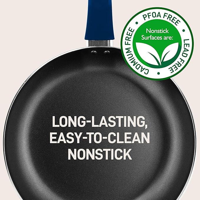 NutriChef Kitchenware Pots & Pans - Stylish Kitchen Cookware Set, Non-Stick 13-Piece Set, Blue, NCCWA13BU.5