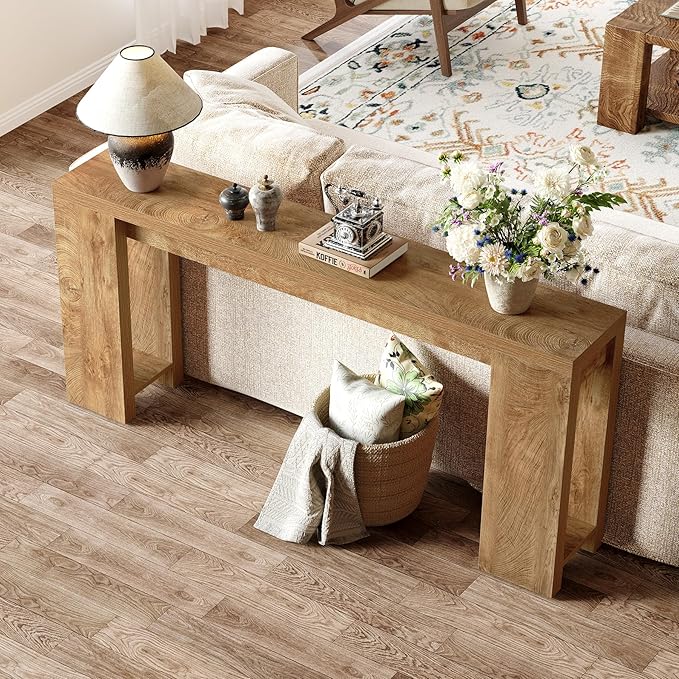 Little Tree 70.9-Inch Long Console Table, Narrow Sofa Table Behind The Couch, Farmhouse Console Table for Living Room, Entryway, Hallway