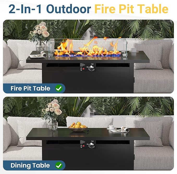 Wisteria Lane 43" Propane Fire Pit Table, 50,000 BTU Gas Fire Pit for Outside, Outdoor Fire Pit with CSA Certification for Patio Balcony Garden Deck Backyard