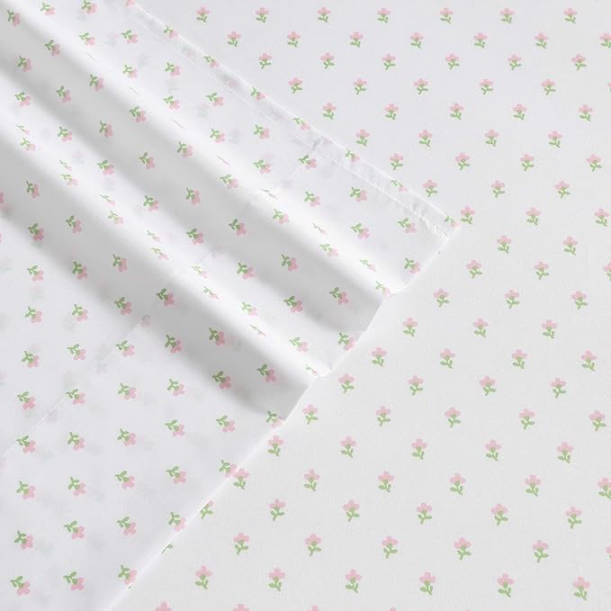 Laura Ashley Kids - Twin Sheet Set, Soft & Wrinkle-Resistant Toddler Bedding Set, Deep Pockets, Girl Bed Sheets with Matching Fitted Sheet & Pillowcase (Wood Violet Green)