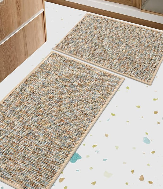 YIHOUSE Bathroom Rugs Sets 2 Pieces, Ultra Thin Non Slip Washable Bath Mat Sets, Absorbent Quick Dry Bath Mats for Bathroom Floor, Yellow