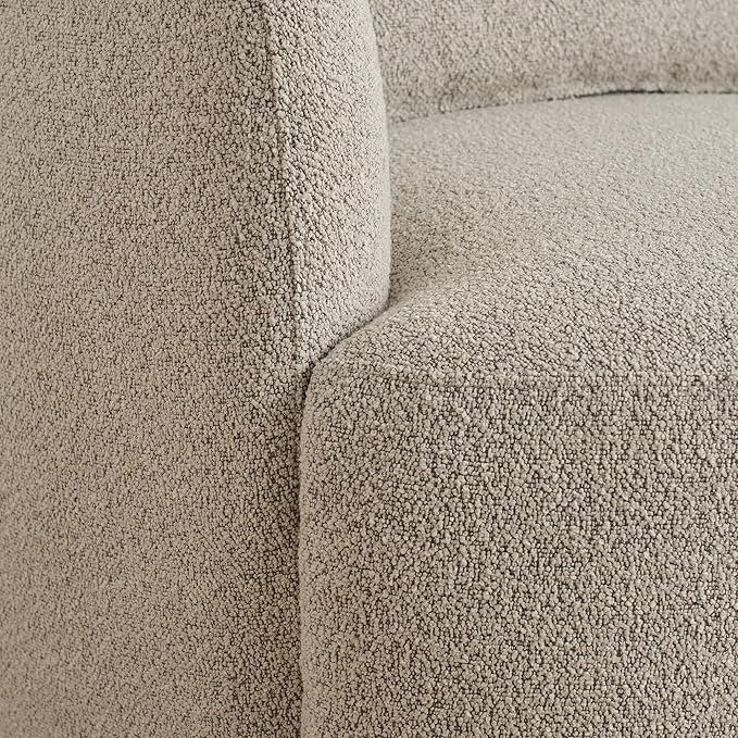 KINWELL 34" Wide Sherpa Swivel Barrel Chairs Set of 2, No Assembly Round Boucle Upholstered Accent Chairs Armchairs Single Sofa Chair with Toss Pillow for Living Room and Bedroom, Taupe