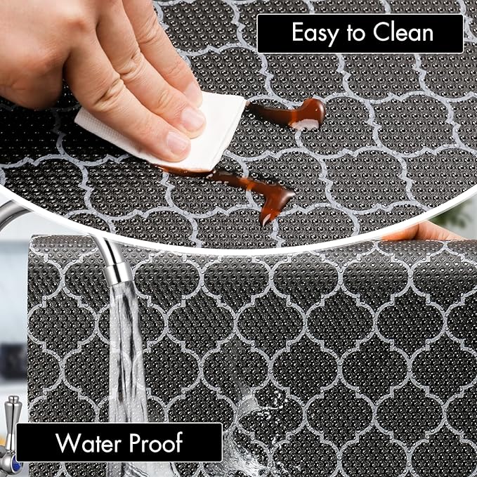 Cooyes Shelf Liner for Kitchen Cabinets – Non-Adhesive Waterproof Drawer Liner – Durable EVA Material Easy-to-Cut Shelf Paper for Refrigerator, Cupboard, Dresser with Modern Pattern