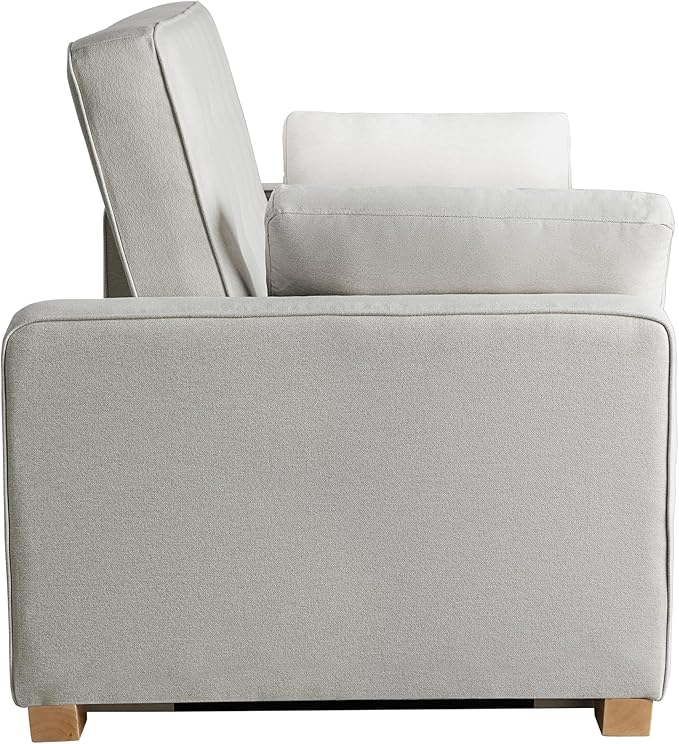 Serta Ainsley 72.6" Convertible Sleeper Sofa, Queen Size, Dreamcoil Comfort, Soft Woven Fabric, Oyster