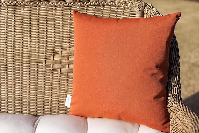 RSH DECOR: Sunbrella Square Throw Pillows Set of 4 | 24" x 24" | Water and Fade-Resistant Performance Fabric | Outdoor Pillow Covers with Down-Alternative Inserts | Canvas Tuscan