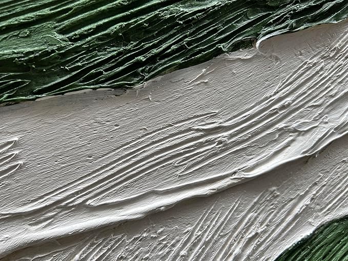 Art 30x60 inch Hand Painted Green and White Textured Oil Paintings Modern Abstract Canvas Art Home Wall Decoration