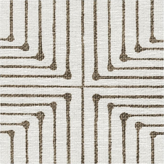 RUGGABLE x Jonathan Adler Machine Washable Area Rug – Inkdrop Camel & Ivory 6 ft Round, Stain-Resistant, Non-Slip – Medium Rugs for Living Room, Bedroom, Hallway, Entryway & Office–with Cushioned Pad