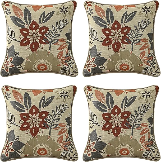 Outdoor Sunbrella Decorative Pillows Pack of 4, 18" x 18" Outdoor Pillow Set for Couch Bed Throw Patio Sofa, Airies Marble