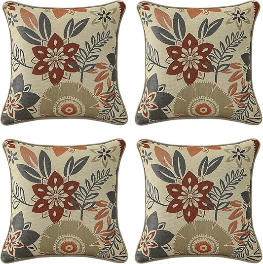 Outdoor Sunbrella Decorative Pillows Pack of 4, 16" x 16" Outdoor Pillow Set for Couch Bed Throw Patio Sofa, Airies Marble