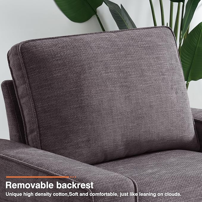 ABAKAN Chenille Sofa Swivel Chair for Living Room with Removable Backrest, Modern Accent Style Living Room Chair for Office/Library/Bedroom/Lounge,Dark Gray