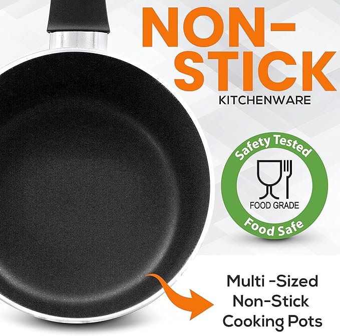 15-Piece Nonstick Kitchen Cookware Set - PTFE/PFOA/PFOS Free Heat Resistant Lacquer Kitchen Ware Pots Pan Set w/Bakelite Handles, Saucepan, Frying Pans, See-through Lid - SereneLife SLCW15GLD (Gold)