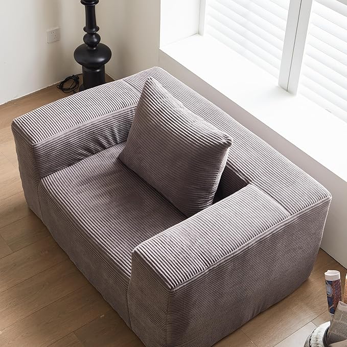 Single Sofa Chair - Oversized Lounge Armchair,Singgle Couch Soft Foam Cushion, Cozy Reading Chair for Living Room & Bedroom for Living Room Bedroom,No Assembly,Grey