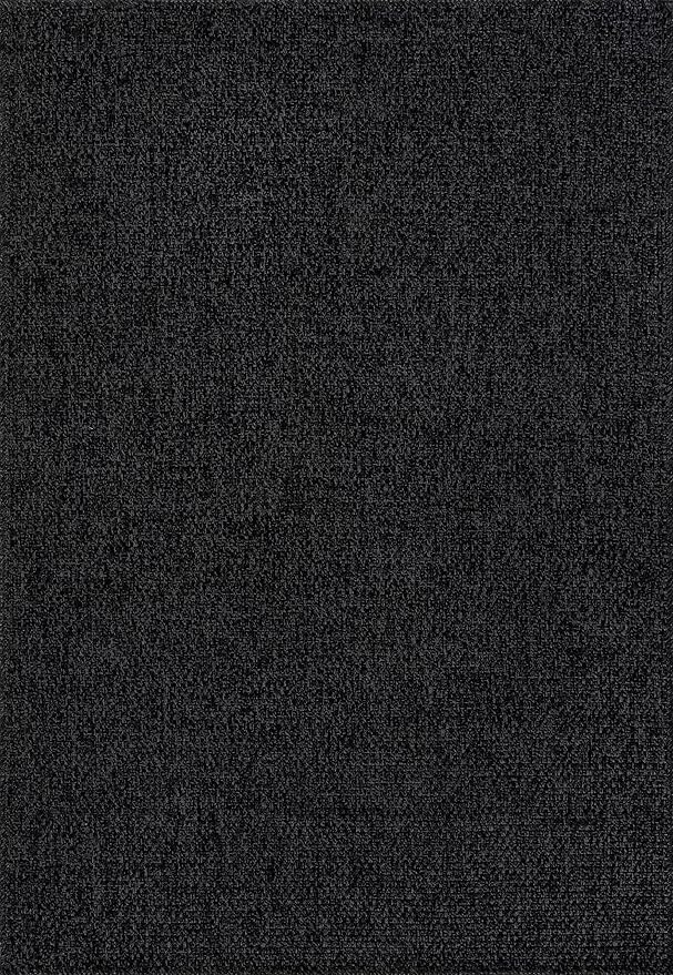 CAMILSON Easy Jute Rug 9x12, Indoor Outdoor Dark Gray Black Farmhouse Area Rugs for Living Room Patio and Kitchen Rug Solid Boho Woven Design Easy-Cleaning Washable Outside Carpet Alfombras (9 x 12)