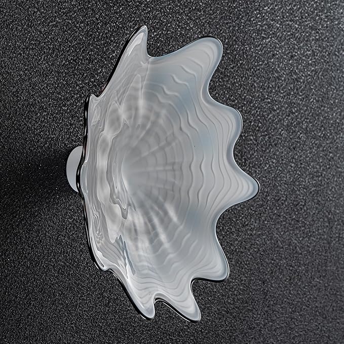 Hand Blown Glass Wall Plates Decor, Modern Unique Glass Wall Art, Murano Blown Glass Wall Art with Transparent and Easy to Clean for Staircase, Living Room, Kitchen, Hallway