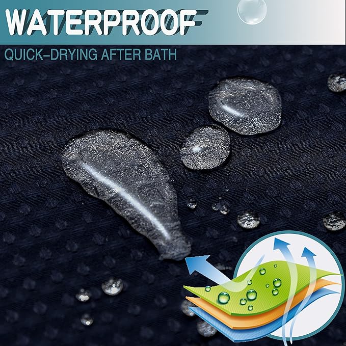 Extra Long No Hook Waffle Weave Shower Curtain with Snap in Liner Set, Hotel Luxury Black Shower Curtains for Bathroom with See Through Top Window, Waterproof, Washable 71W x 84H