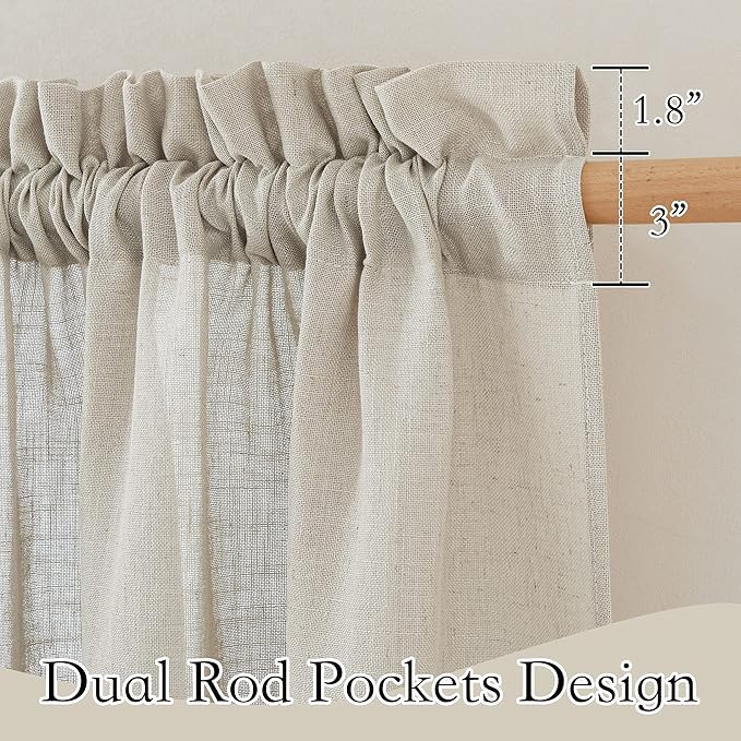 RYB HOME Linen Textured Sheer Curtains 84 inches Long, Privacy Semi-Transparent Sheer Window Curtains for Living Room Bathroom French Door, Angora, W 70 x L 84 inch, 1 Pair