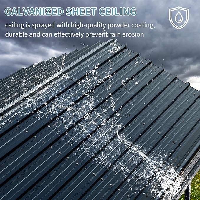 Shintenchi 12x15 FT Metal Carport, Oversized Carport Garage with Enhanced Base, Outdoor Galvanized Car Shelter, Heavy Duty Carports Canopy, for Car, Boats and Tractors