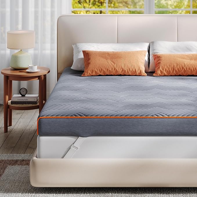 EnHomee Memory Foam Mattress Topper,3 Inch Full Mattress Topper Pressure Relief with Cooling Gel and Removable & Washable Embossed Cover, CertiPUR-US &Oeko-TEX Certified, Grey, Full